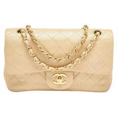 Chanel Beige Quilted Leather Medium Classic Double Flap Bag