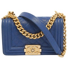 Chanel Navy Blue Leather Mini Boy Bag