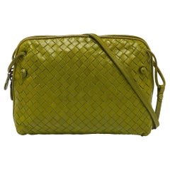 Bottega Veneta Green Intrecciato Leather Nodini Crossbody Bag
