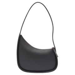 The Row Black Leather Half Moon Shoulder Bag