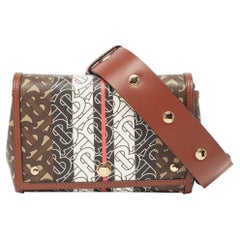 Burberry Brown/Black TB Monogram Coated Canvas Hackberry Crossbody Bag