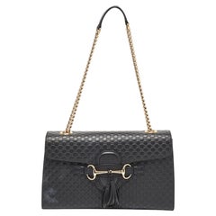 Gucci Black Microguccissima Leather Medium Emily Shoulder Bag