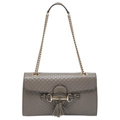 Gucci Grey Microguccissima Leather Medium Emily Chain Shoulder Bag