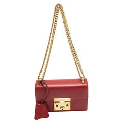 Gucci Borsa a tracolla piccola con lucchetto in pelle rossa