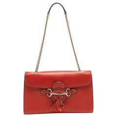 Gucci Coral Red Leather Medium Emily Shoulder Bag