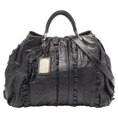 Dolce & Gabbana Black Leather Ruffle Miss Brooke Bag