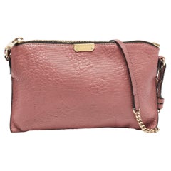 Burberry Rose Pink Signature Grain Check Embossed Leather Peyton Crossbody Bag