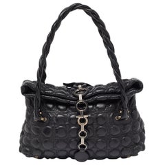 Salvatore Ferragamo Black Leather Fold Over Shoulder Bag