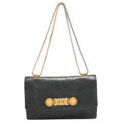 Versace Black Leather Icon Medusa Chain Bag