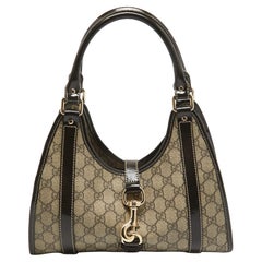 Gucci Brown GG Supreme Canvas and Patent Leather Bardot Joy Bag