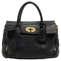 Mulberry Black Grain Leather Small Bayswater Satchel
