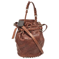 Used Alexander Wang Brown Pebbled Leather Diego Bucket Bag