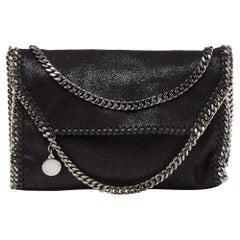 Stella McCartney Black Faux Leather Falabella Flap Shoulder Bag