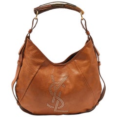 Yves Saint Laurent Brown Leather Mombasa Hobo