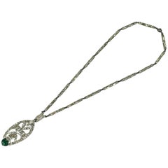 Antique Art Deco Emerald Bead Pendant