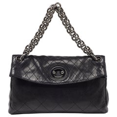 Chanel Nero Trapuntato in Pelle Bijoux Anello Catena Hobo