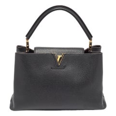 Louis Vuitton Black Leather Capucines MM Bag