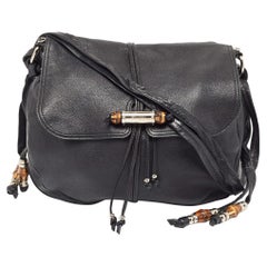 Gucci Black Leather Jungle Flap Hobo