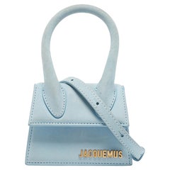 Jacquemus Borsa Mini Le Chiquito in pelle nabuk blu chiaro con manico superiore