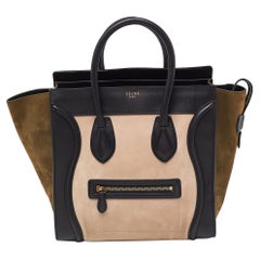 Celine Mini Luggage Tote in pelle e nabuk tricolore