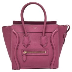 Celine Plum Leather Micro Luggage Tote