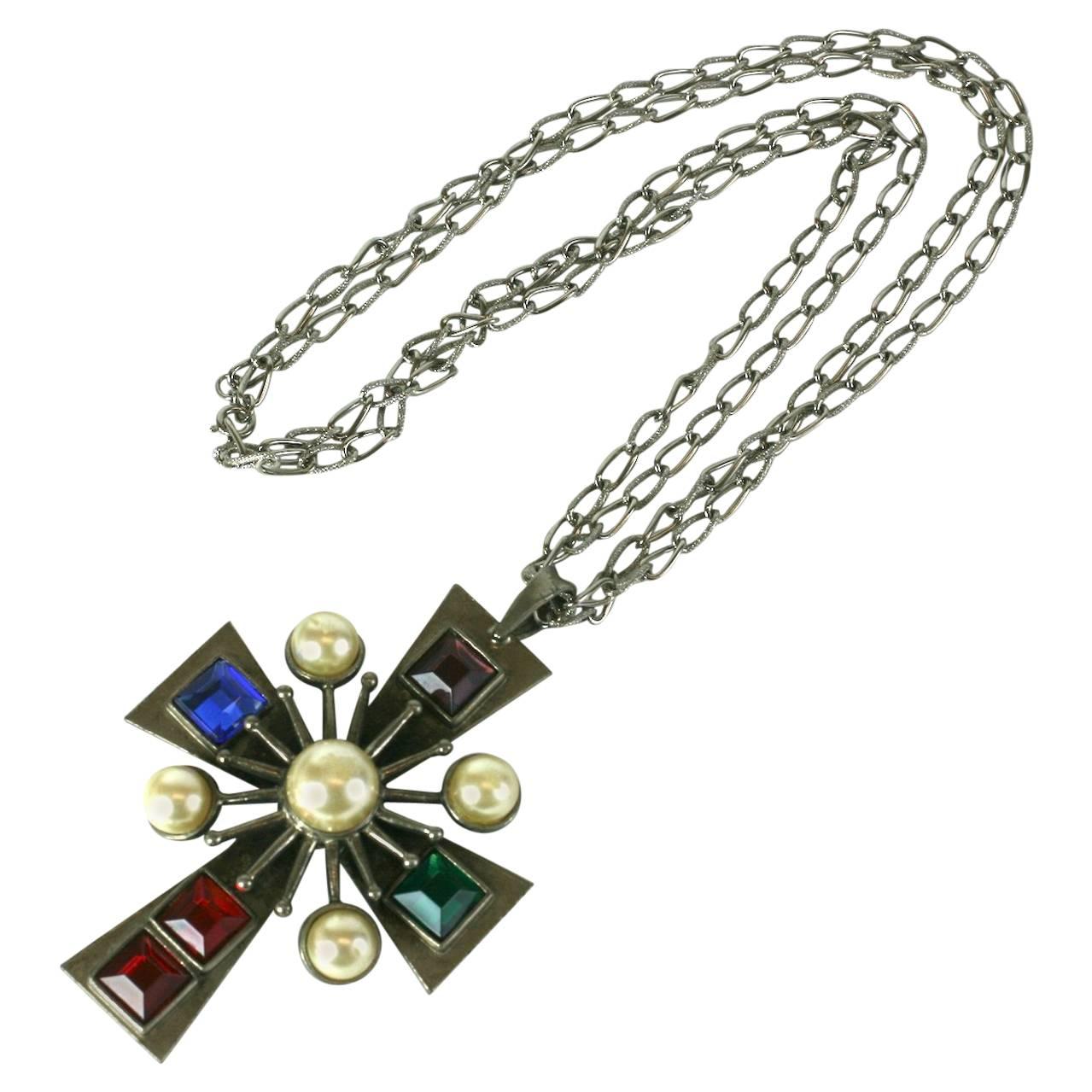  Early Yves Saint Laurent Maltese Cross Necklace