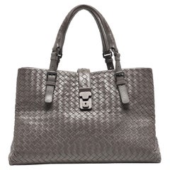 Bottega Veneta Grey Intrecciato Leather Medium Roma Tote