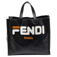 Fendi x Fila Black Zucca Coated Canvas Mania Shopping Tote