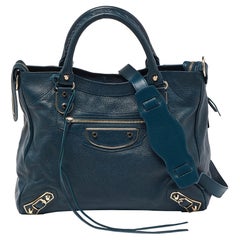Balenciaga Green Leather Metallic Edge Giant 12 GH Velo Tote