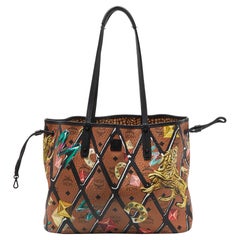 MCM Cognac/Black Visetos Shopper Tote in tela e pelle Coates