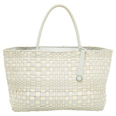 Bottega Veneta Light Blue/White Intrecciato Leather Tote