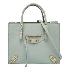 Balenciaga Light Green Leather Mini Papier A4 Tote
