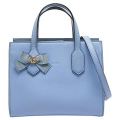 Gucci Blue Leather GG Ribbon Tote
