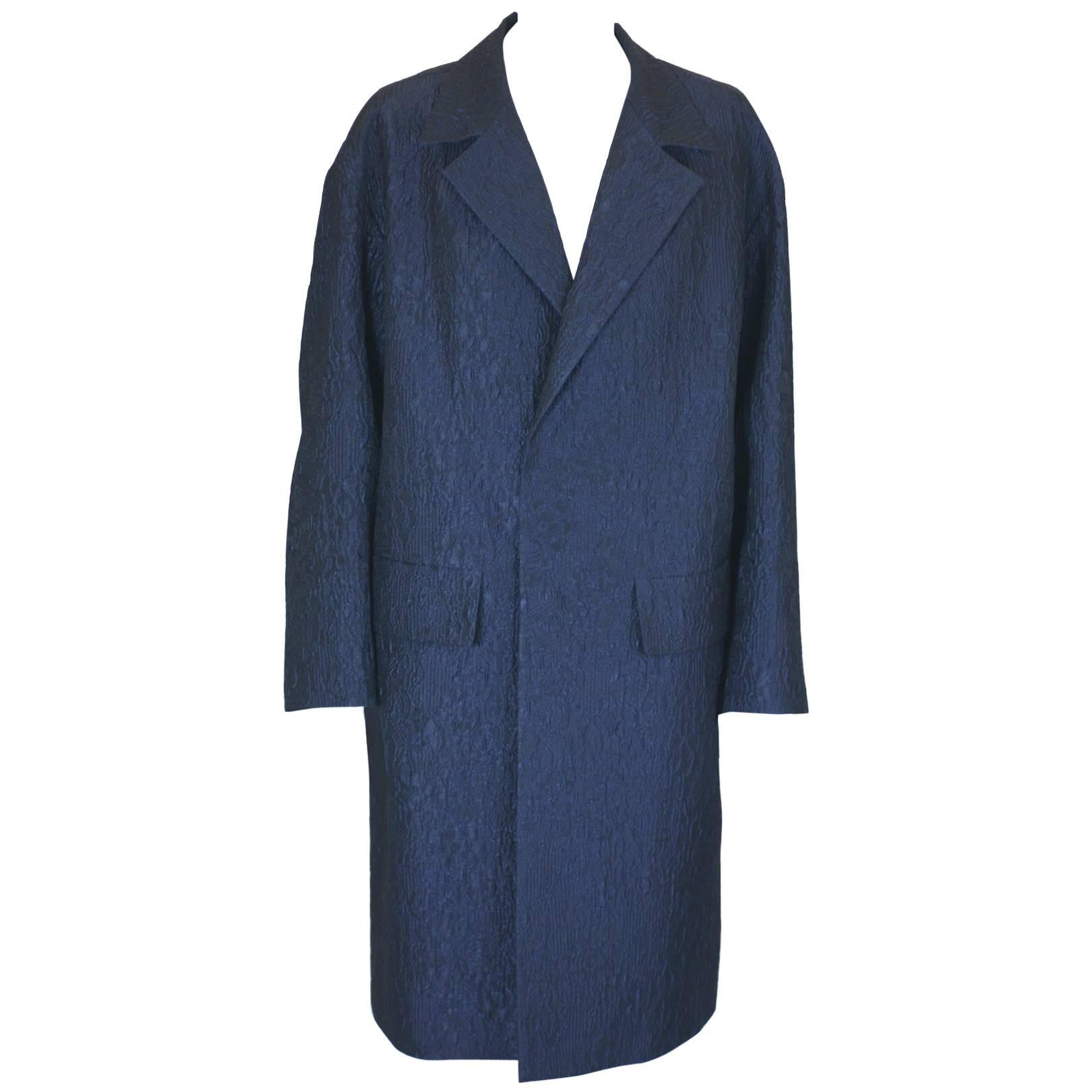 Dries Van Noten Navy Cloque Coat/Dress