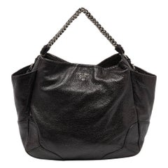 Prada Brown Cervo Leather Chain Hobo