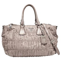 Prada Beige Gaufre Leather Double Zip Tote