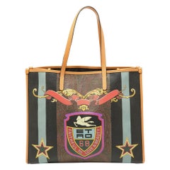 Etro Bolso shopper de piel y lona revestida con estampado paisley multicolor
