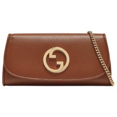 Gucci Brown Leather Blondie Wallet on Chain