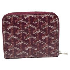 Used Goyard Burgundy Goyardine Coated Canvas and Leather Matignon PM Wallet