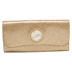 Christian Louboutin Gold Patent Leather Glitter Riviera Clutch