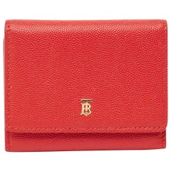 Burberry Red Leather Sidney Trifold Wallet