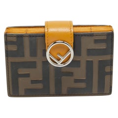 Fendi Tobacco/Yellow Zucca Embossed Leather FF Flap Wallet