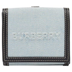 Burberry Blue/Black Canvas and Leather Luna Compact Wallet