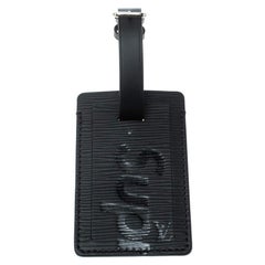 Louis Vuitton Supreme Etiquette de bagage en cuir épi noir