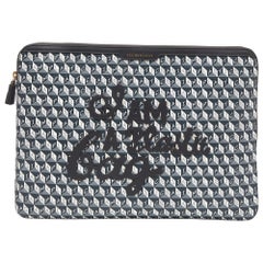 Anya Hindmarch Grey/Black Coated Canvas 'I AM A PLASTIC BAG" Laptop Case