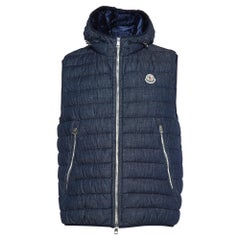 Used Moncler Navy Blue Cotton Quilted Puffer Vest M