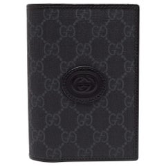 Gucci Black GG Supreme Canvas Interlocking G Passport Holder