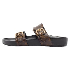 Louis Vuitton Brown Monogram Canvas Bom Dia Flat Slides Size 37.5