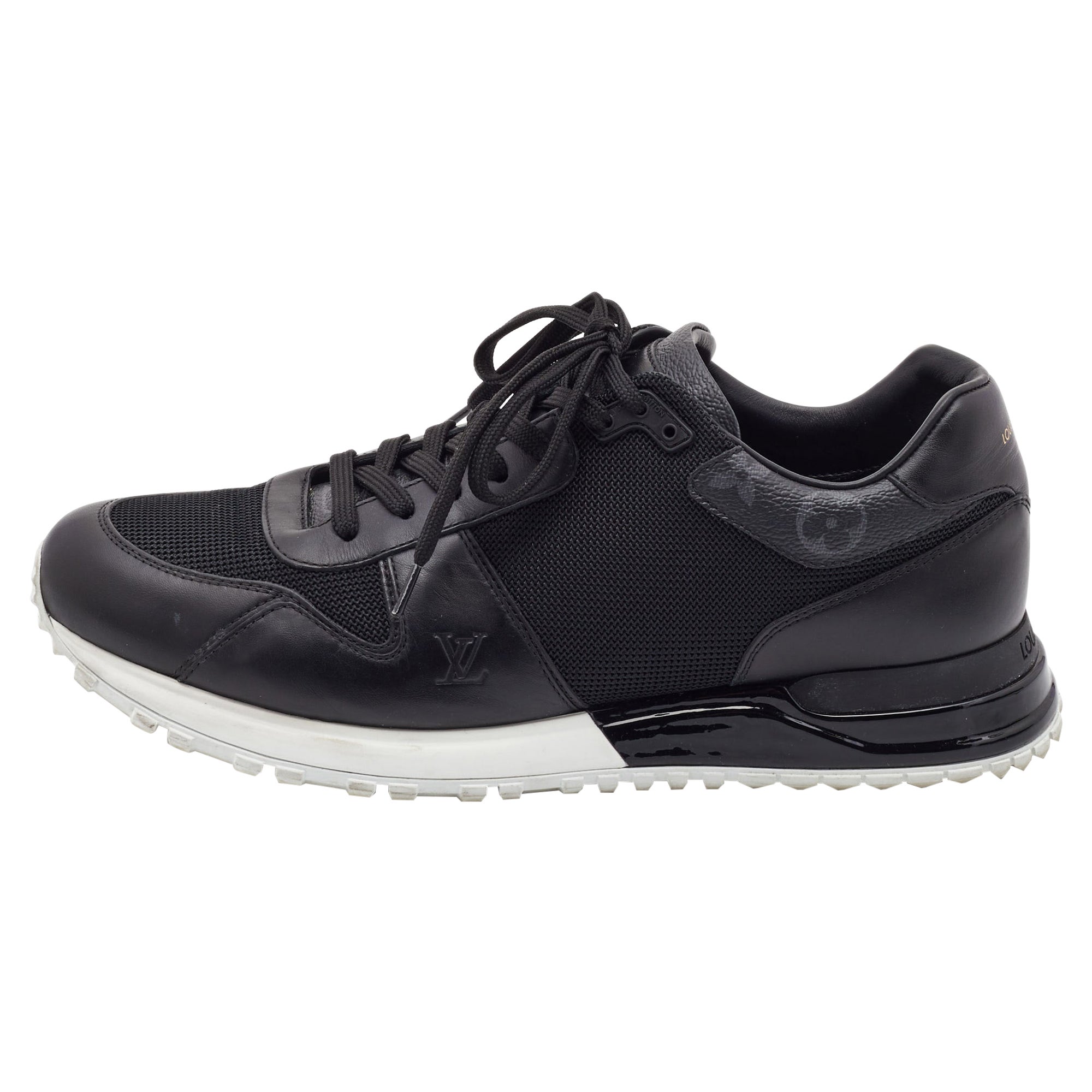 Louis Vuitton Black Monogram Canvas and Mesh Run Away Lace Up Sneakers Size 41.5