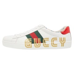 Gucci White Leather Guccy Ace Low Top Sneakers Size 41